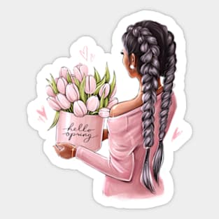 Hello Spring Tulips Sticker